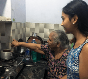 Indian Grandmother Teaches a grand daughter